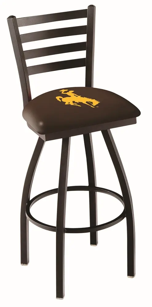 30 Inch Ladderback Swivel Bar Stool - University of Wyoming-1
