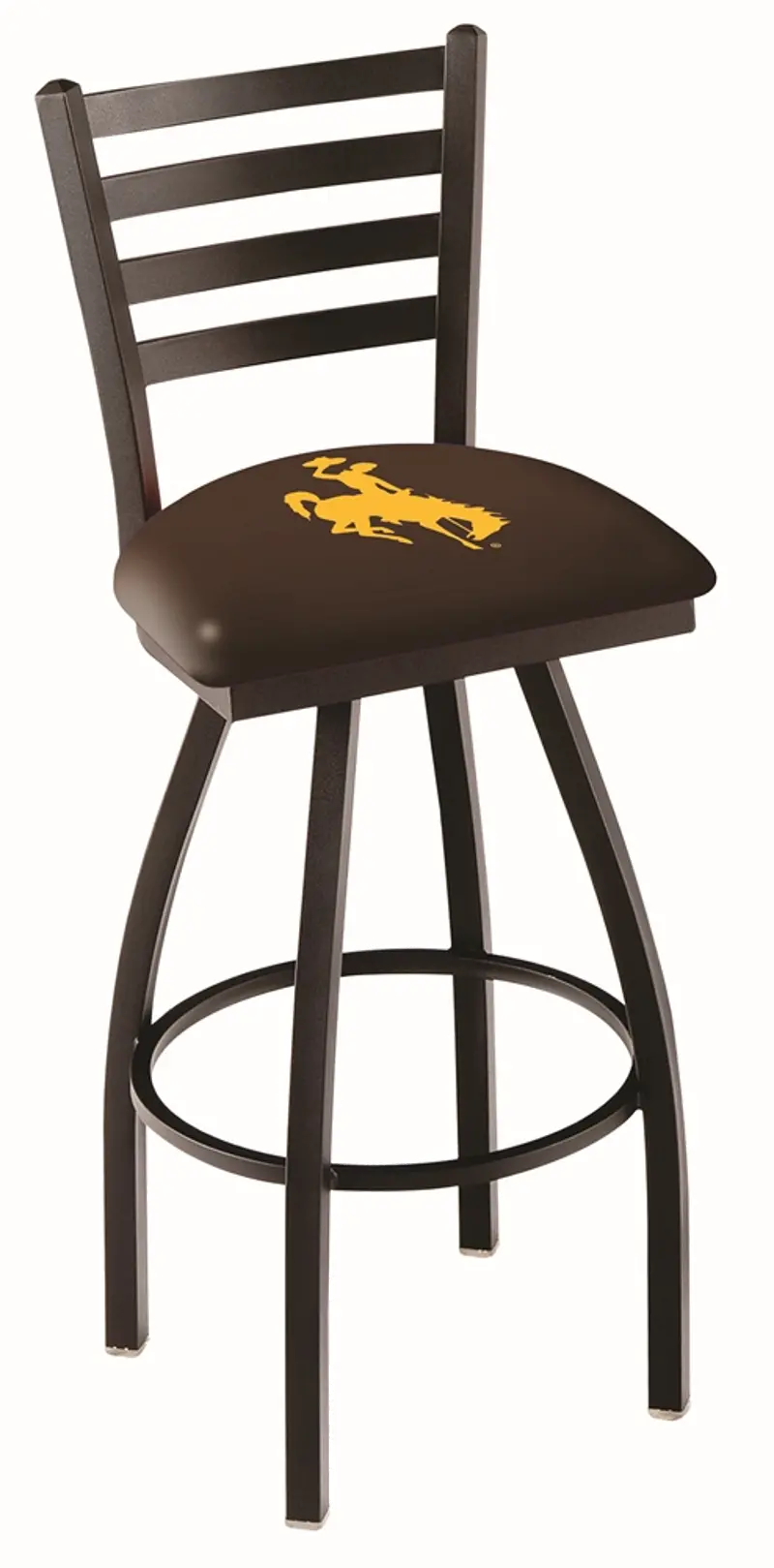 30 Inch Ladderback Swivel Bar Stool - University of Wyoming