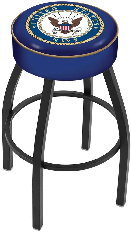 Black 25 Inch Cushion Swivel Counter Stool - US Navy-1