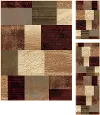 ELG5210SET3 3 Piece Set Brown, Red, and Green Area Rug - Elegance
