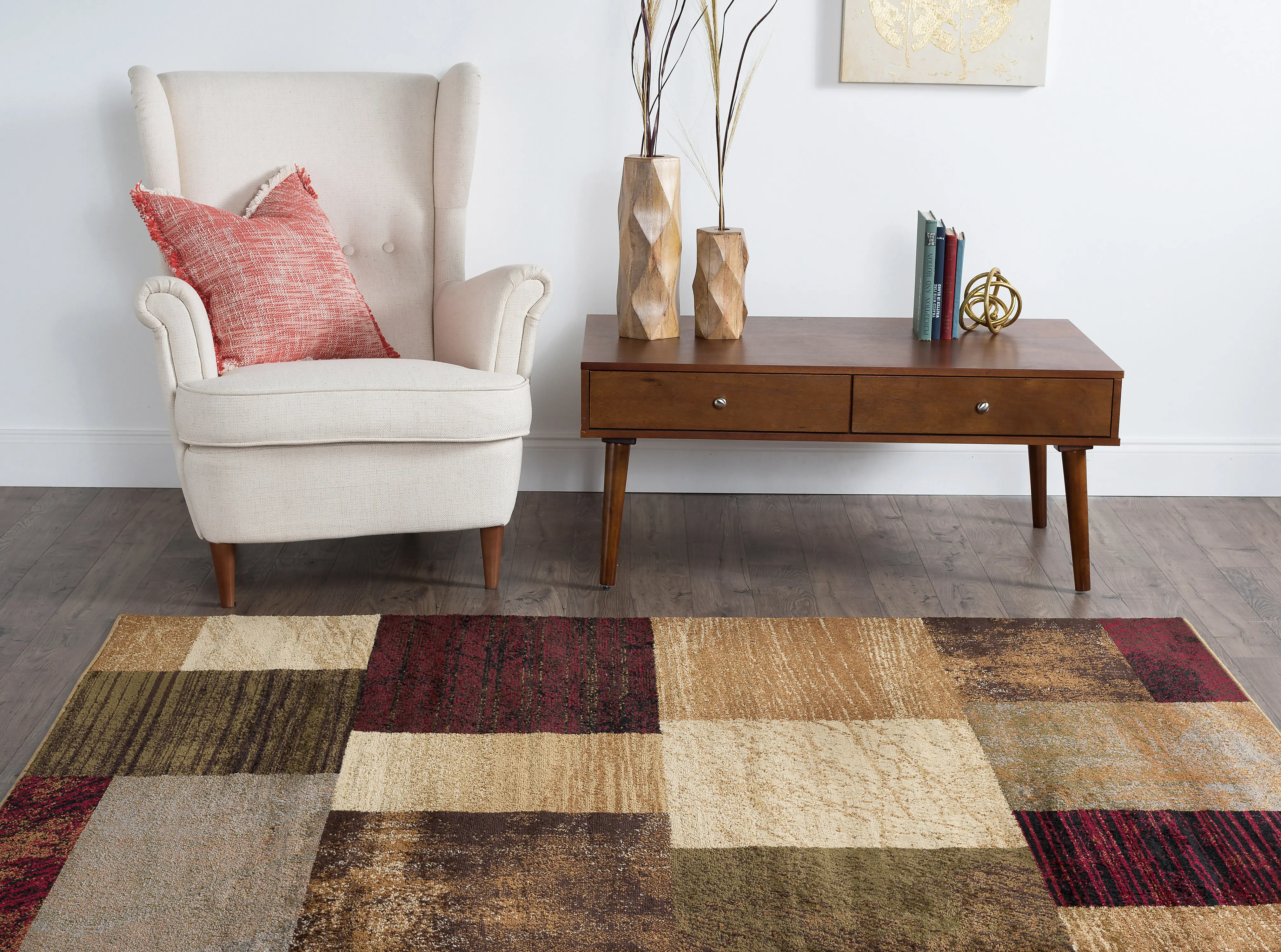 ELG5210SET3 3 Piece Set Brown, Red, and Green Area Rug - Elegance-3