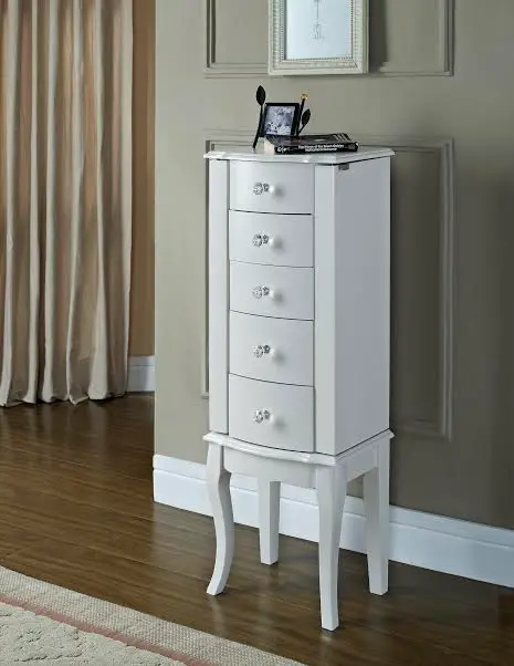 Contemporary White Jewelry Armoire-2