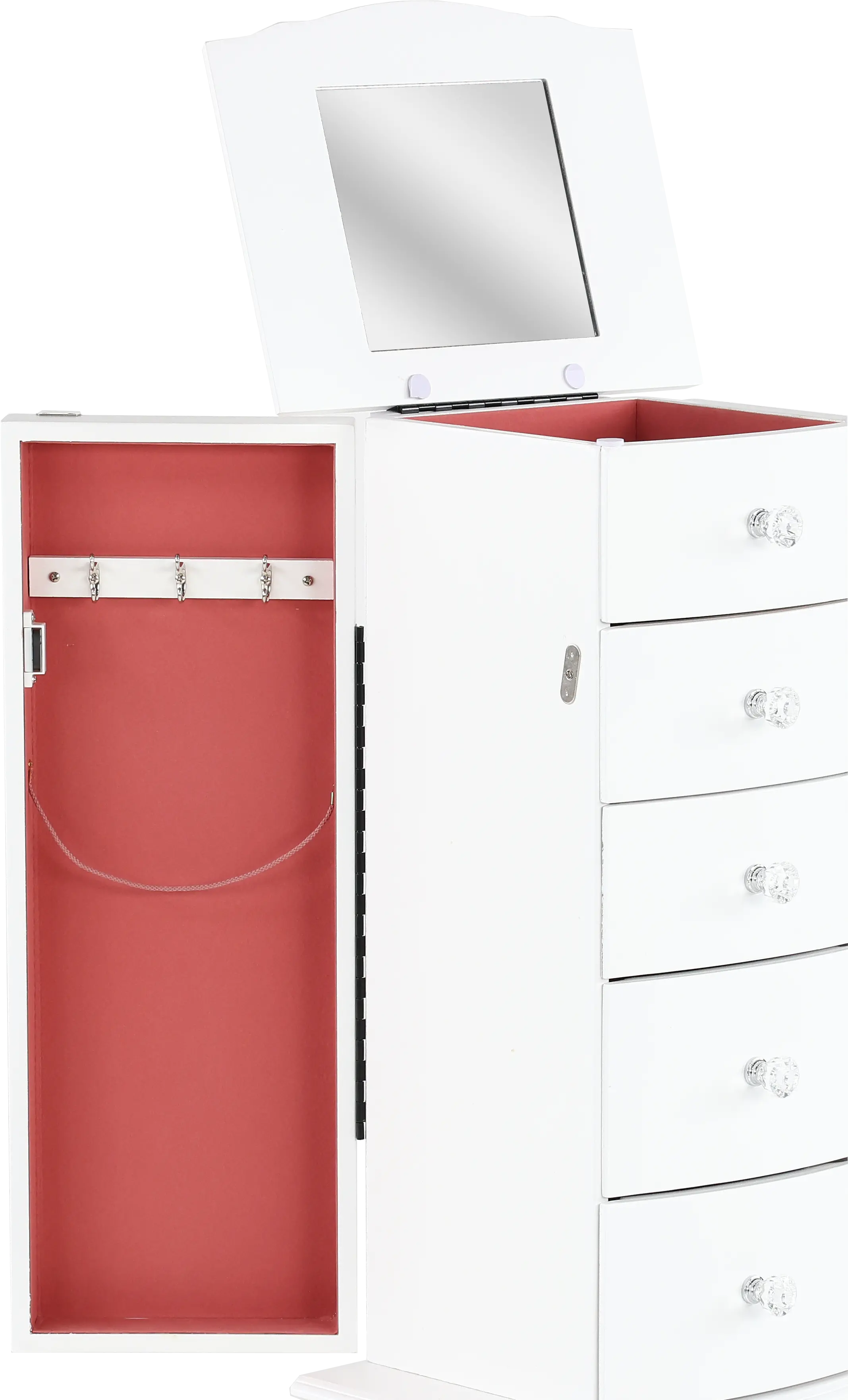 Contemporary White Jewelry Armoire-7
