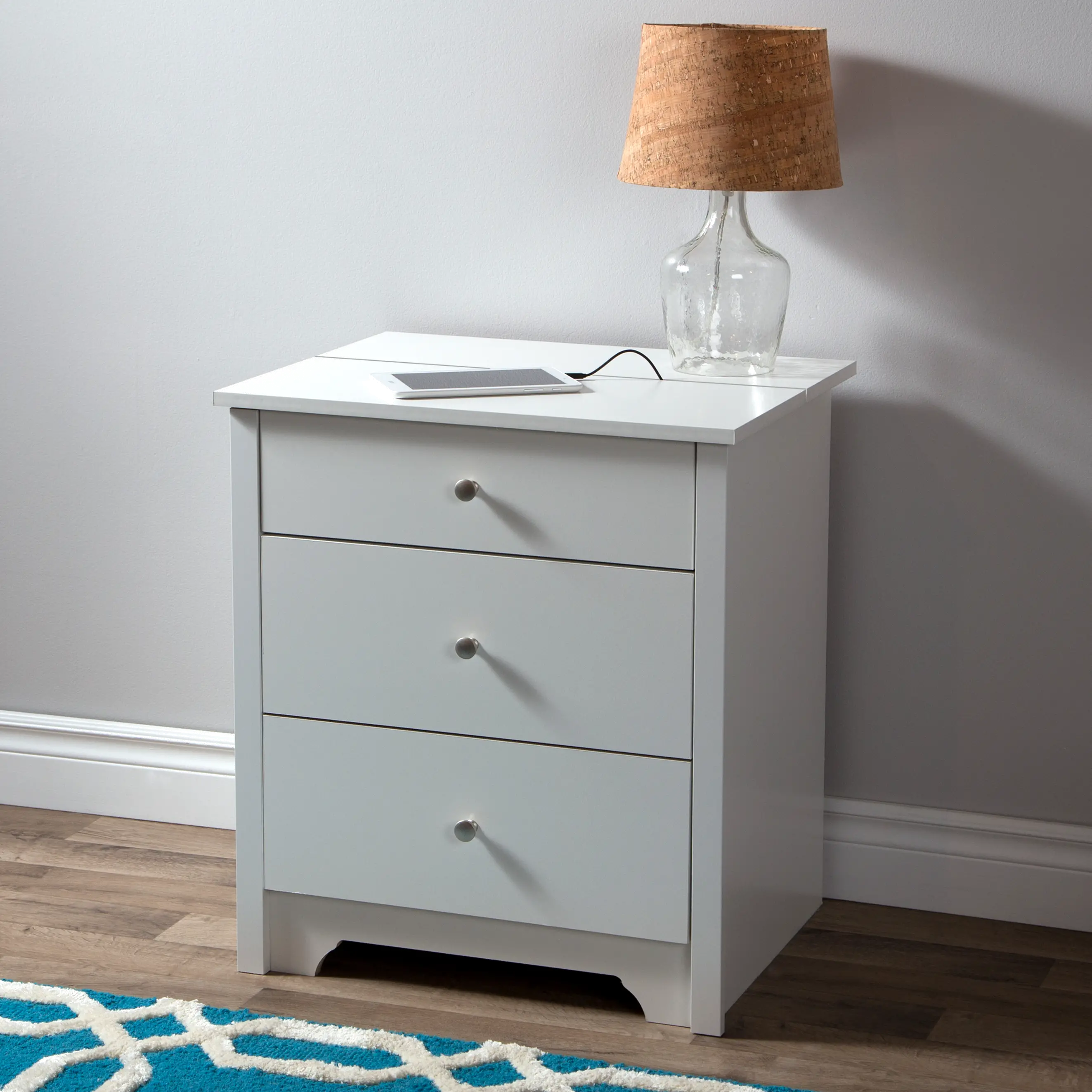 3150060 Vito White Nightstand with Charging Station and Drawers - South Shore-2