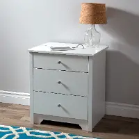 3150060 Vito White Nightstand with Charging Station and Drawers - South Shore