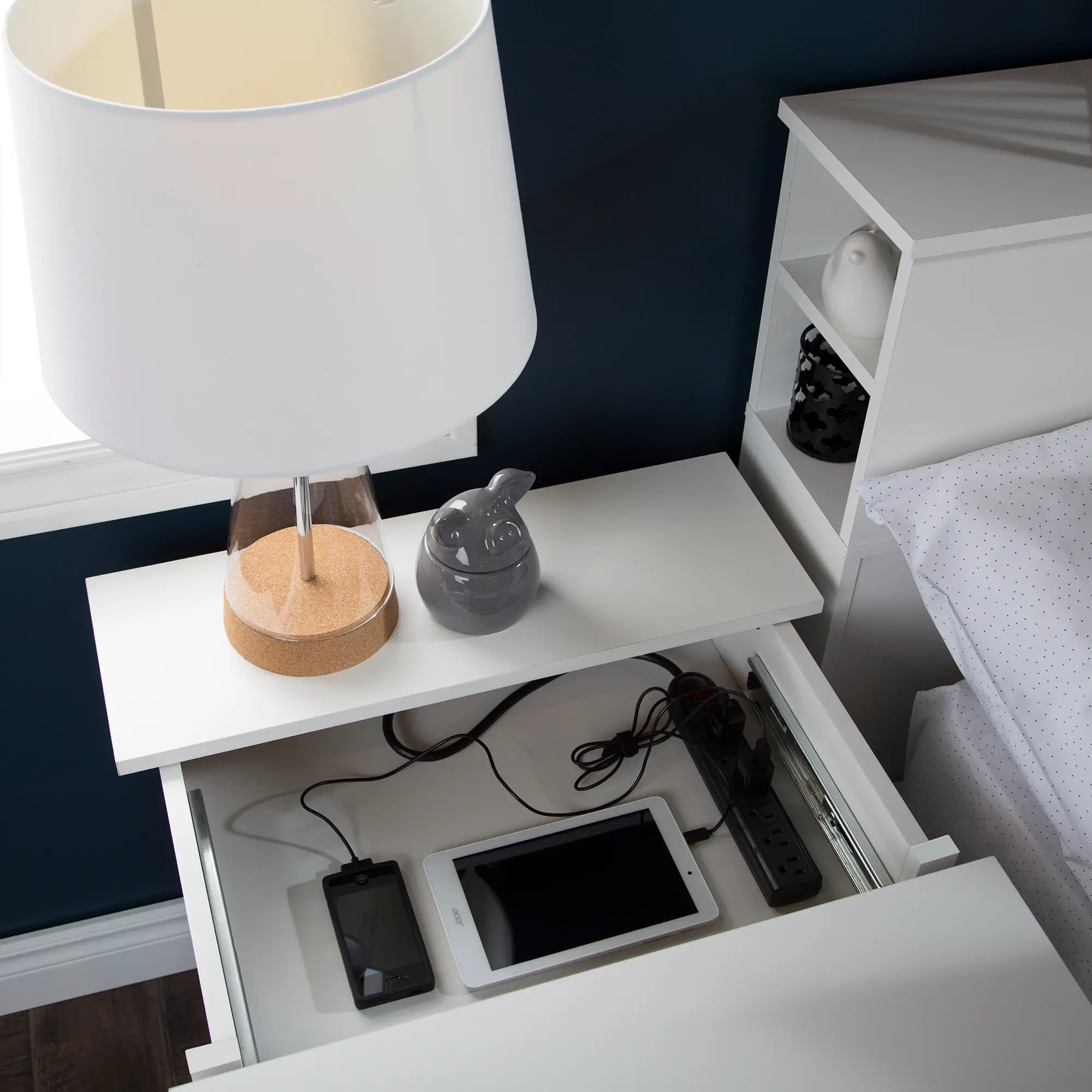 3150060 Vito White Nightstand with Charging Station and Drawers - South Shore-3