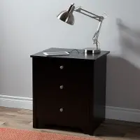 3170060 Vito Black Nightstand with Charging Station with Drawers - South Shore