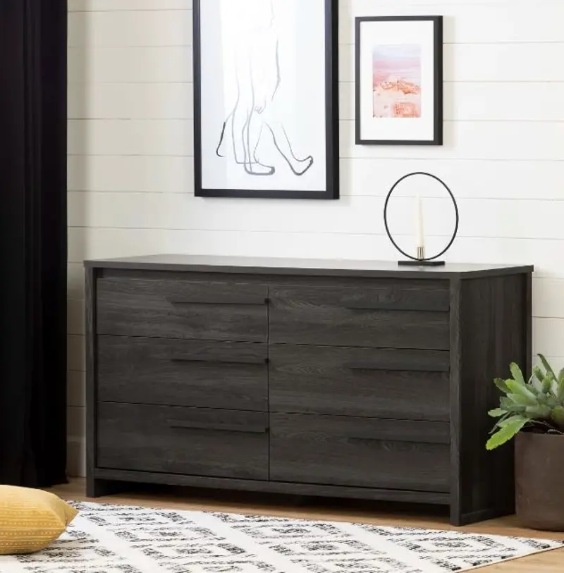 Tao Gray Oak 6-Drawer Double Dresser - South Shore