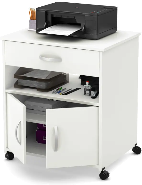 9049691 Axess White Printer Cart on Wheels - South Shore-1