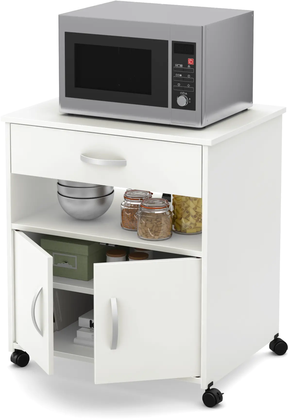 10012 White Microwave Cart - Fiesta-1