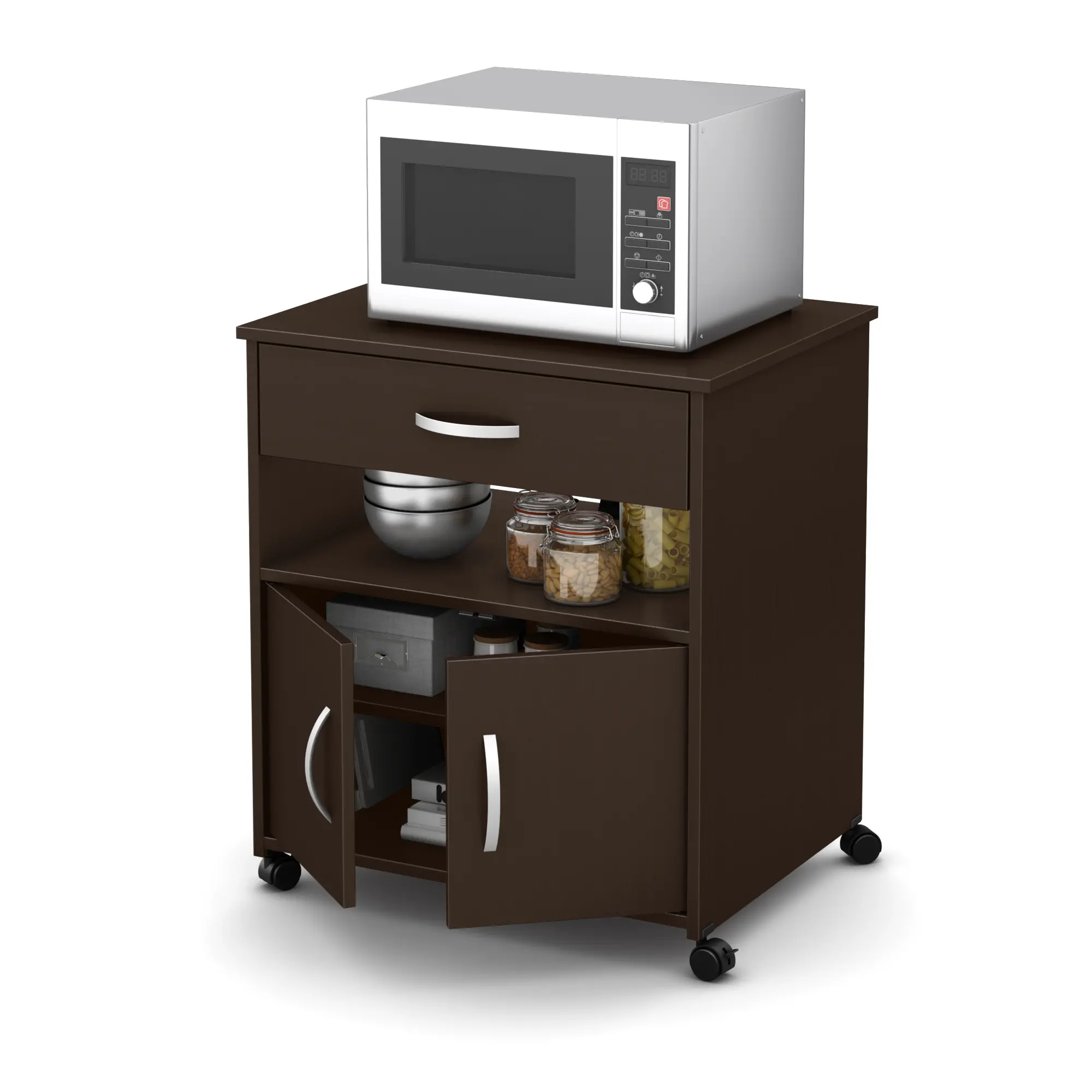 10014 Chocolate Microwave Cart - Fiesta -1
