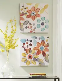 Assorted Multi Color Sweet Floral Canvas Wall Art