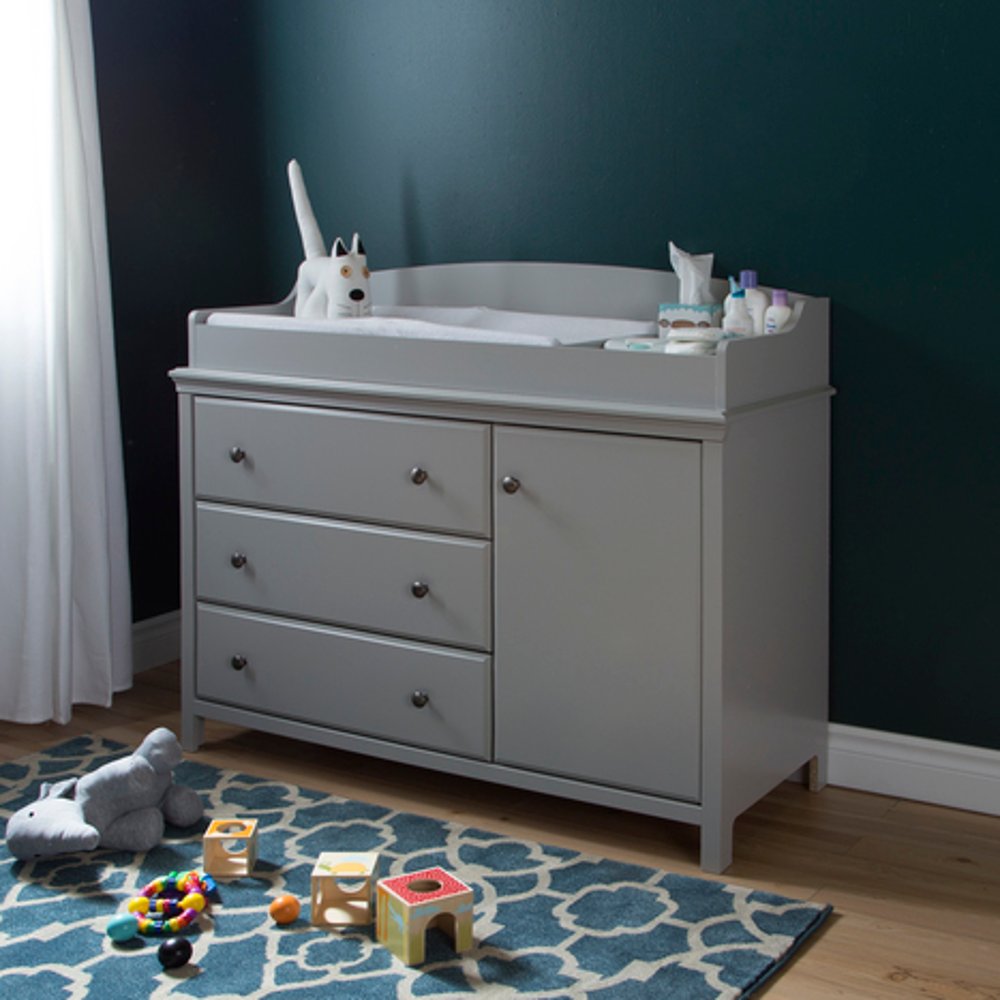 Cotton Candy Gray Changing Table with Removable Changing Station - South Shore